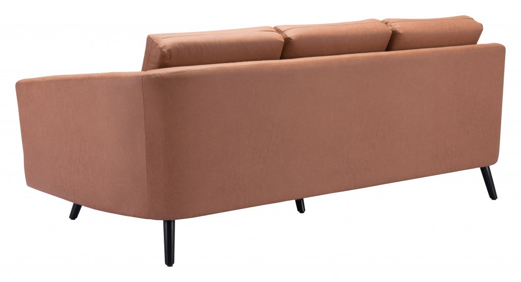 Homeroots 79" Brown Simplicity Faux Leather And Black Standard Sofa 396463