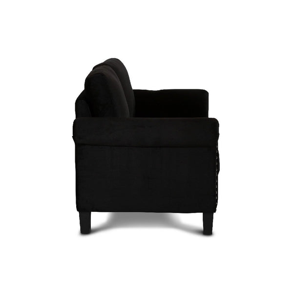 Benzara Judy 60 Inch Velvet Upholstered Loveseat with Nailhead Trim