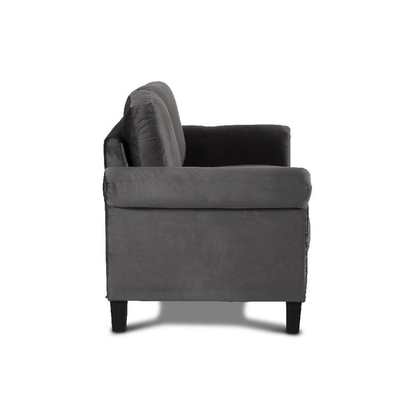 Benzara Judy 60 Inch Velvet Upholstered Loveseat with Nailhead Trim