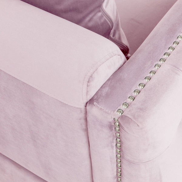Benzara Zion 73 Inch Modern Sofa, Button Tufted Velvet with Nailhead Trim