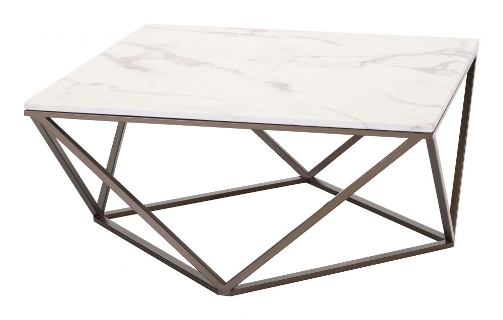 Zuomod Tintern Coffee Table White & Antique Bronze 100657