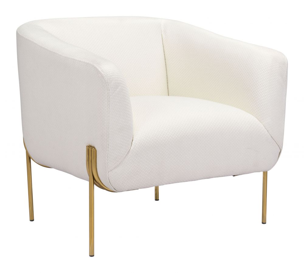 Zuomod Micaela Arm Chair Ivory & Gold 101258