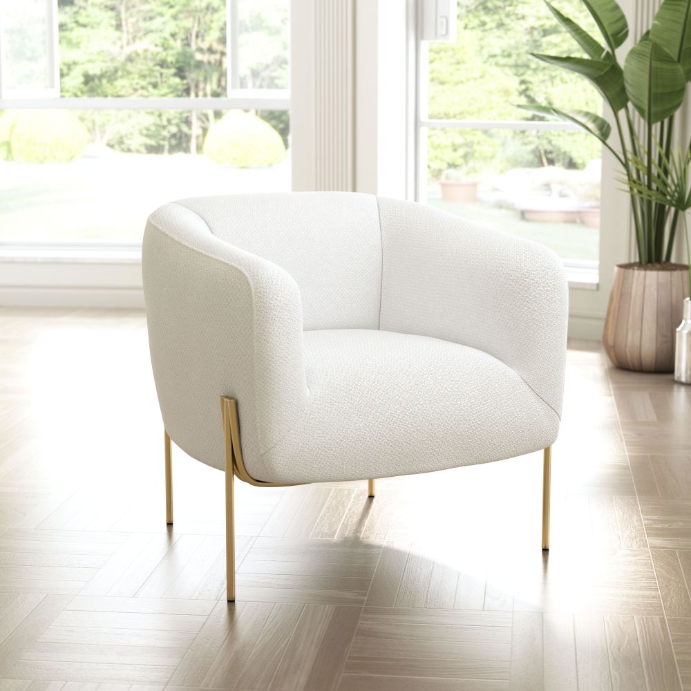 Zuomod Micaela Arm Chair Ivory & Gold 101258