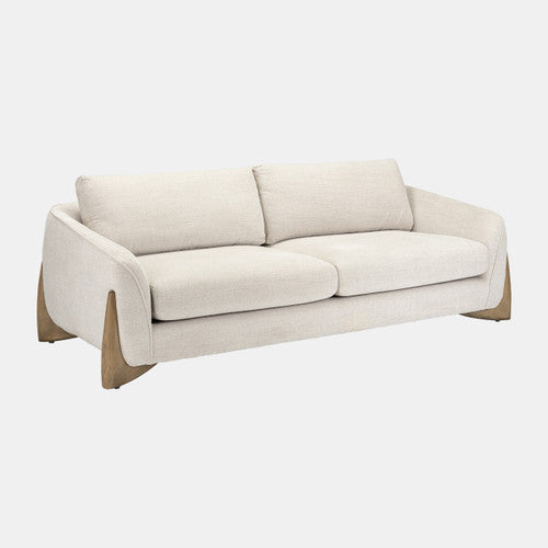 Sagebrook Home 3-seat Sofa W/ Wood Accent, Beige 18095-02