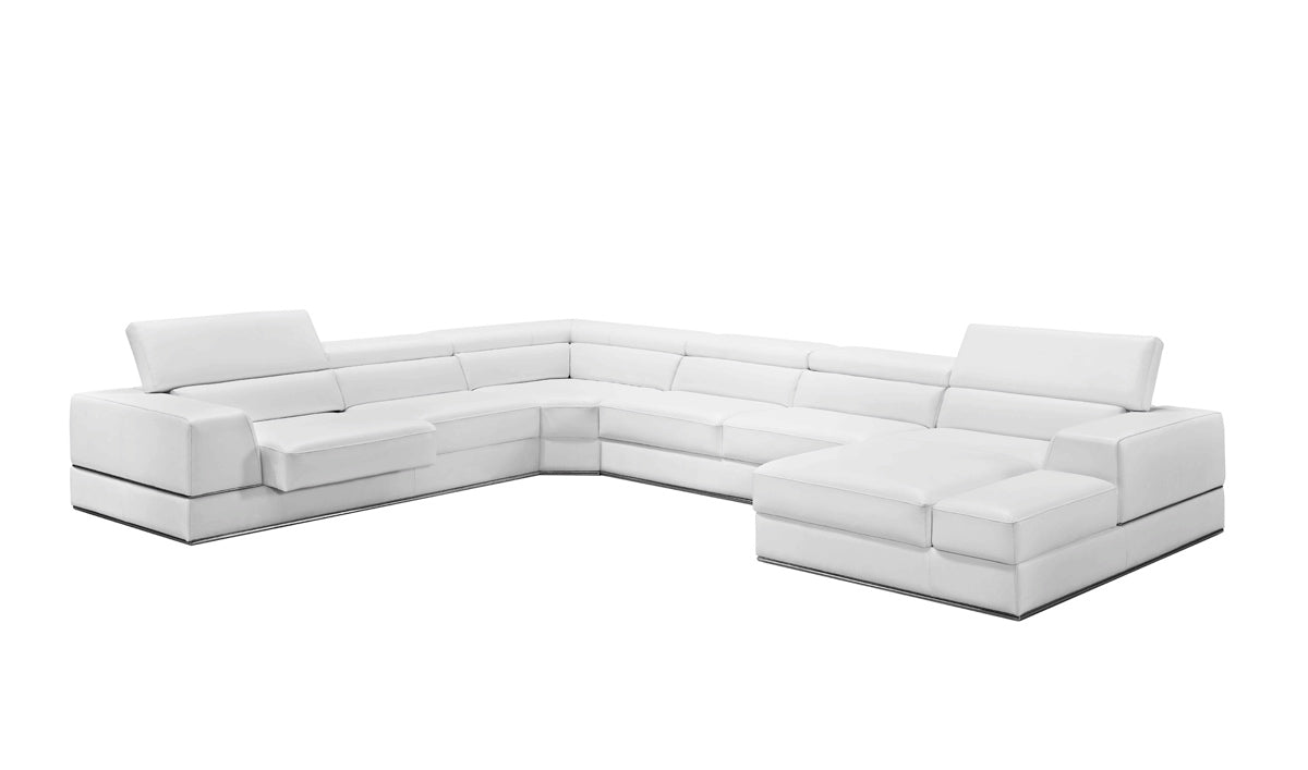 Homeroots 36" White Bonded Leather Foam And Steel Sectional Sofa 282873