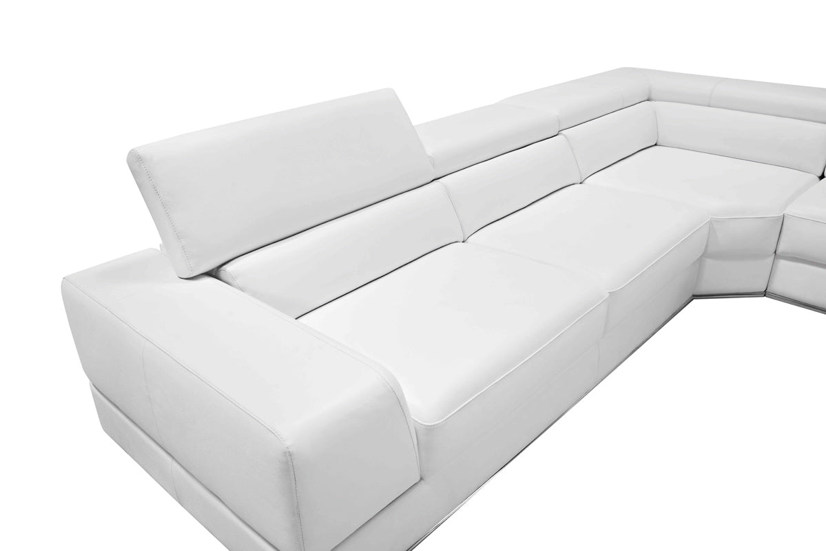 Homeroots 36" White Bonded Leather Foam And Steel Sectional Sofa 282873