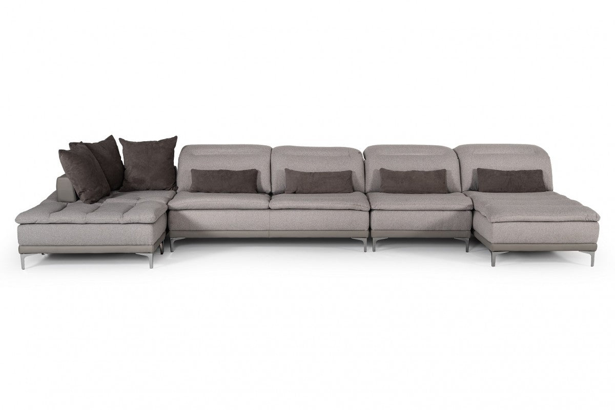 Homeroots 39" Grey Fabric Foam Wood And Stainless Steel Sectional Sofa 283228