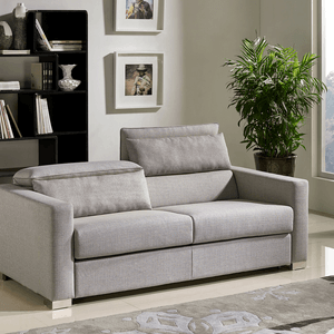 Homeroots 38" Grey Fabric Foam Wood And Steel Sofa Bed 283855