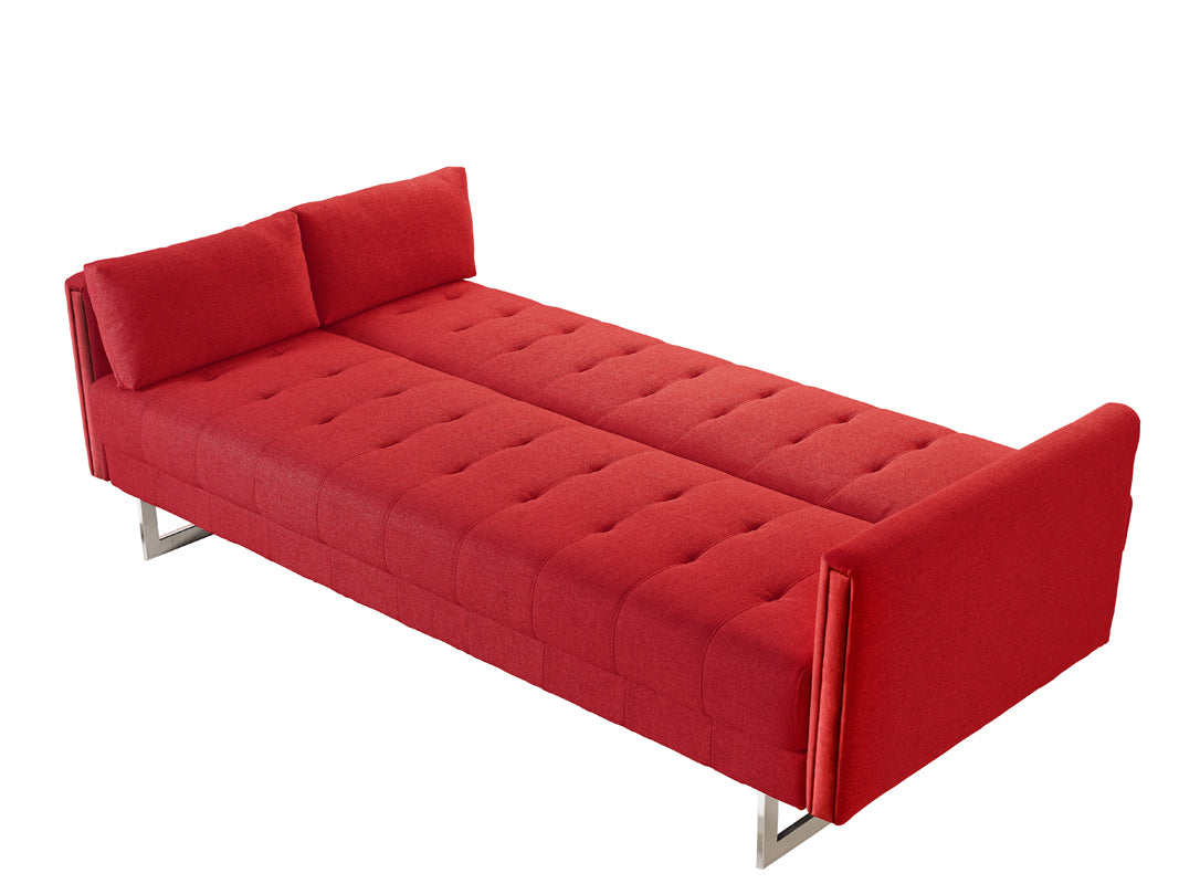 Homeroots 35" Red Fabric Foam Wood And Steel Sofa Bed 283859