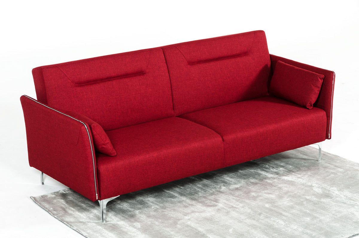 Homeroots 35" Red Fabric Foam Steel And Wood Single Sofa 283890