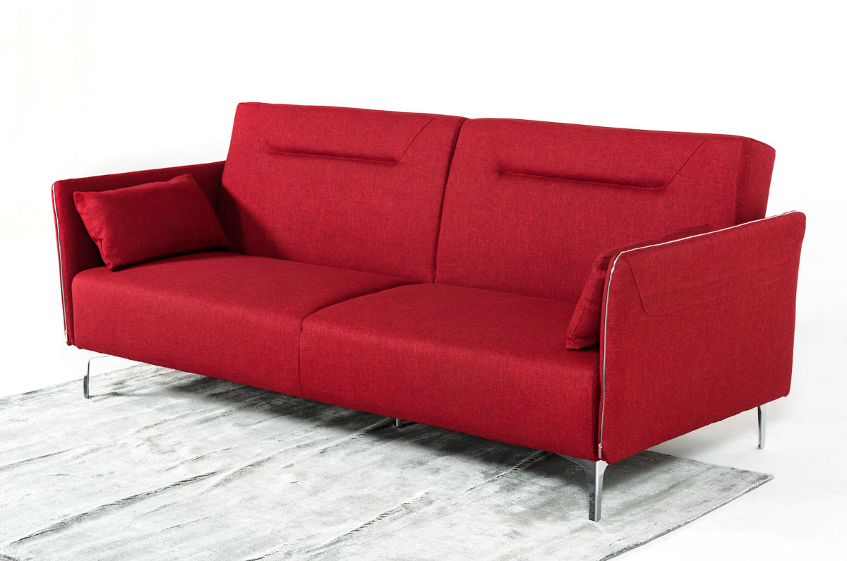 Homeroots 35" Red Fabric Foam Steel And Wood Single Sofa 283890