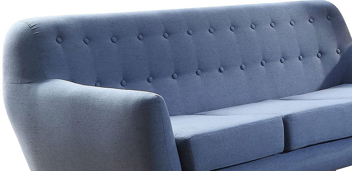 Homeroots 78" X 31" X 35" Blue Linen Sofa 285658