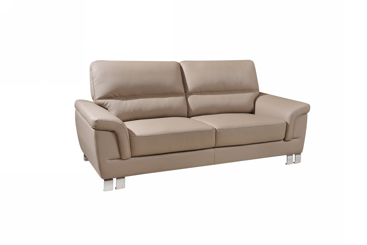 Homeroots 37" Modern Beige Leather Sofa 329558