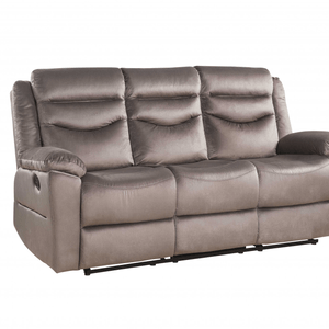 Homeroots 37" X 78" X 42" Velvet Upholstery Metal Reclining Mechanism Sofa Motion 347270