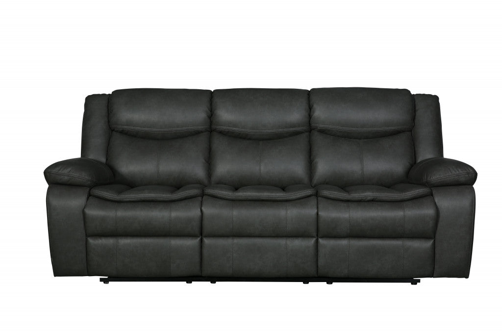 Homeroots Modern Soft Gray Faux Leather Reclining Sofa 366299