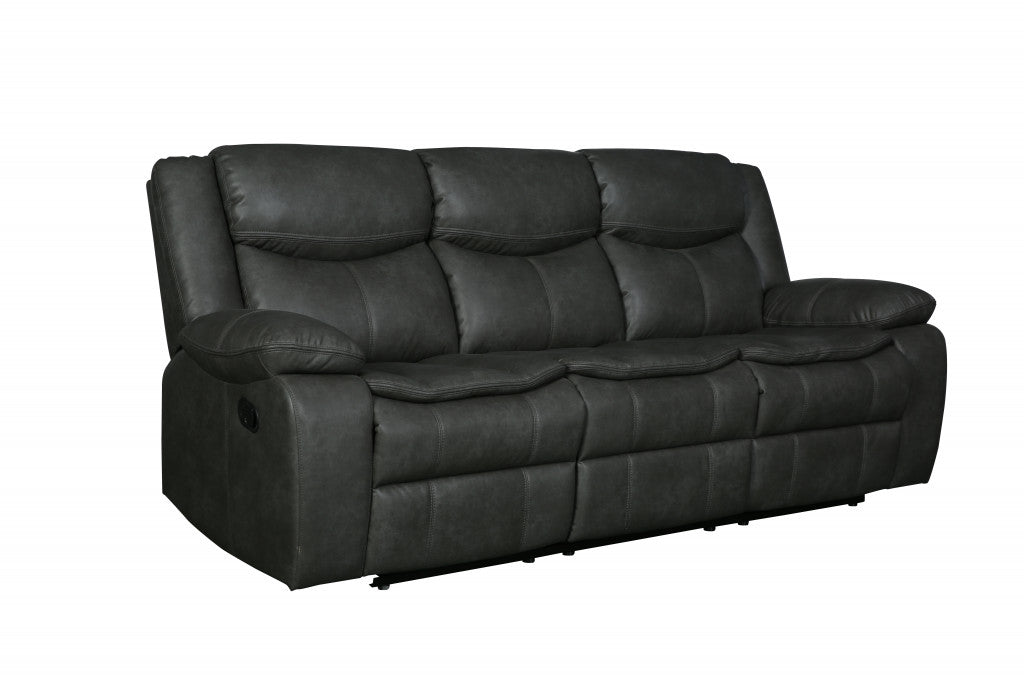 Homeroots Modern Soft Gray Faux Leather Reclining Sofa 366299