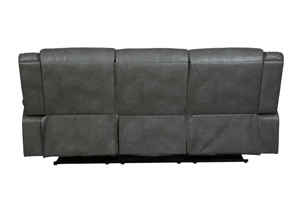 Homeroots Modern Soft Gray Faux Leather Reclining Sofa 366299