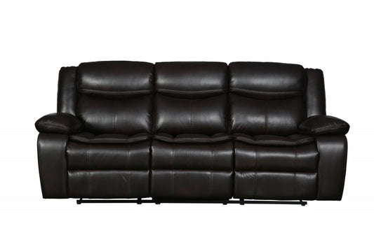 Homeroots Modern Soft Brown Faux Leather Reclining Sofa 366304