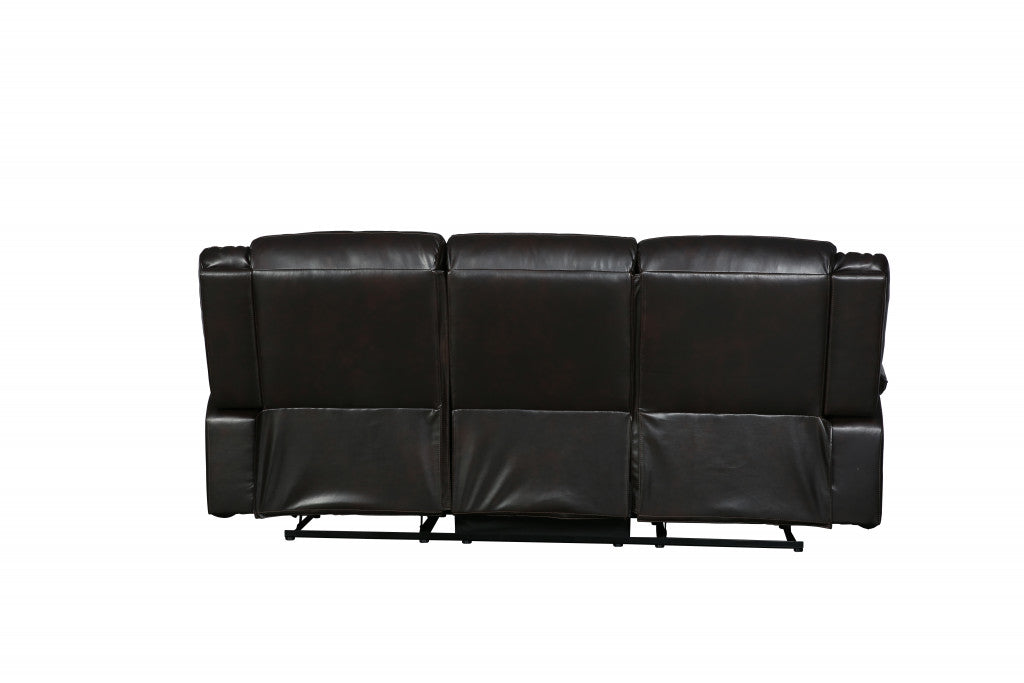 Homeroots Modern Soft Brown Faux Leather Reclining Sofa 366304