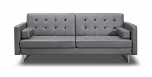 Homeroots 80 X 45 X 13 Gray Sofa Bed with Stainless Steel Legs 372116