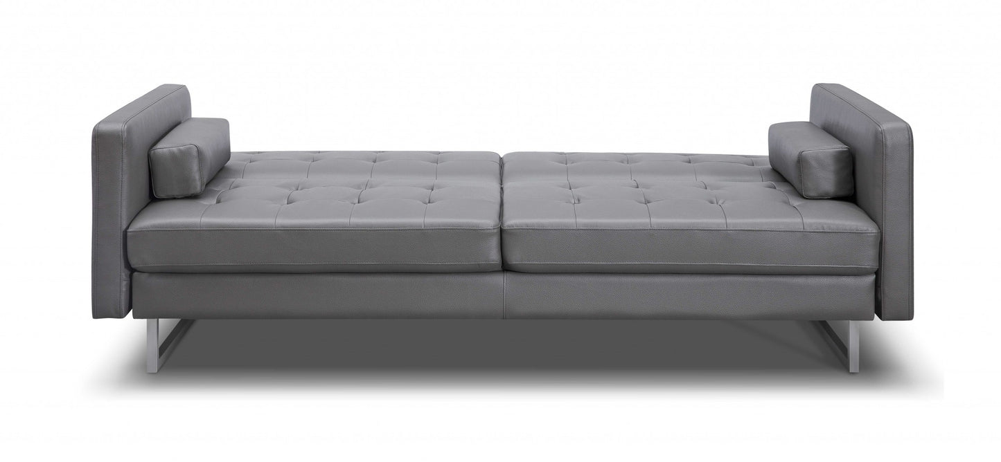 Homeroots 80 X 45 X 13 Gray Sofa Bed with Stainless Steel Legs 372116