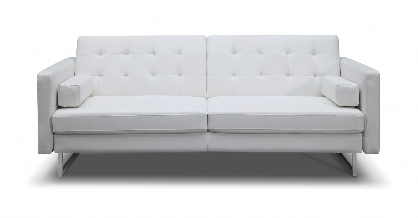 Homeroots 80 X 45 X 13 White Stainless Steel Sofa Bed 372117