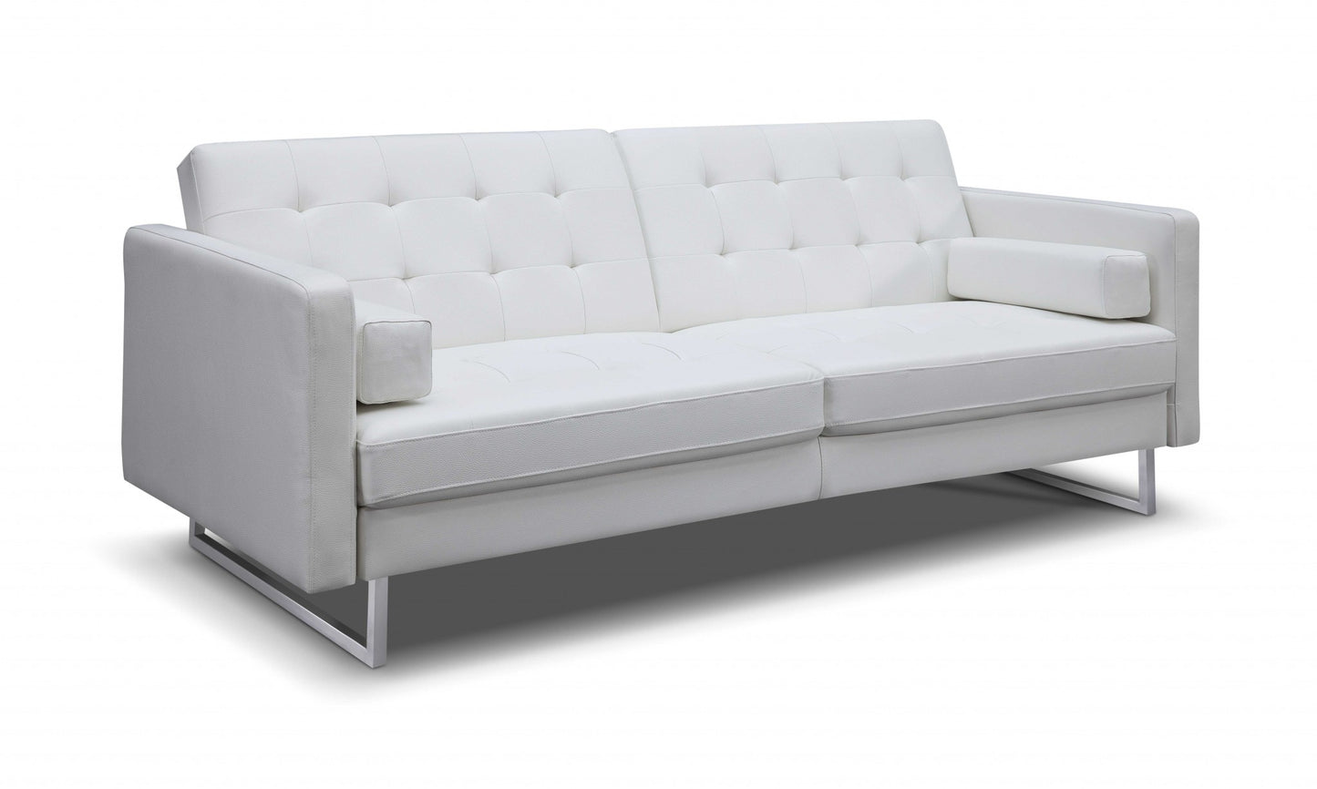 Homeroots 80 X 45 X 13 White Stainless Steel Sofa Bed 372117