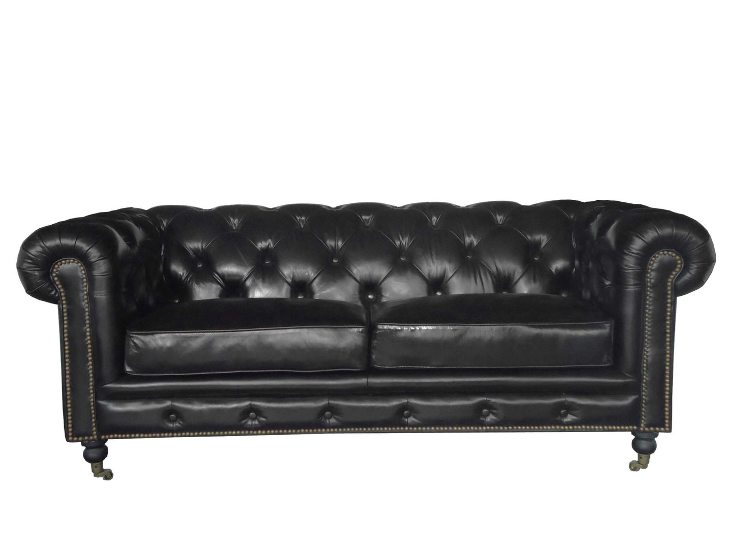 Homeroots Black Leather Classic Sofa 2 Places 373114