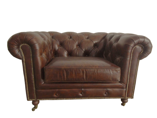 Homeroots Brown Leather Classic Sofa 1 Places 373118