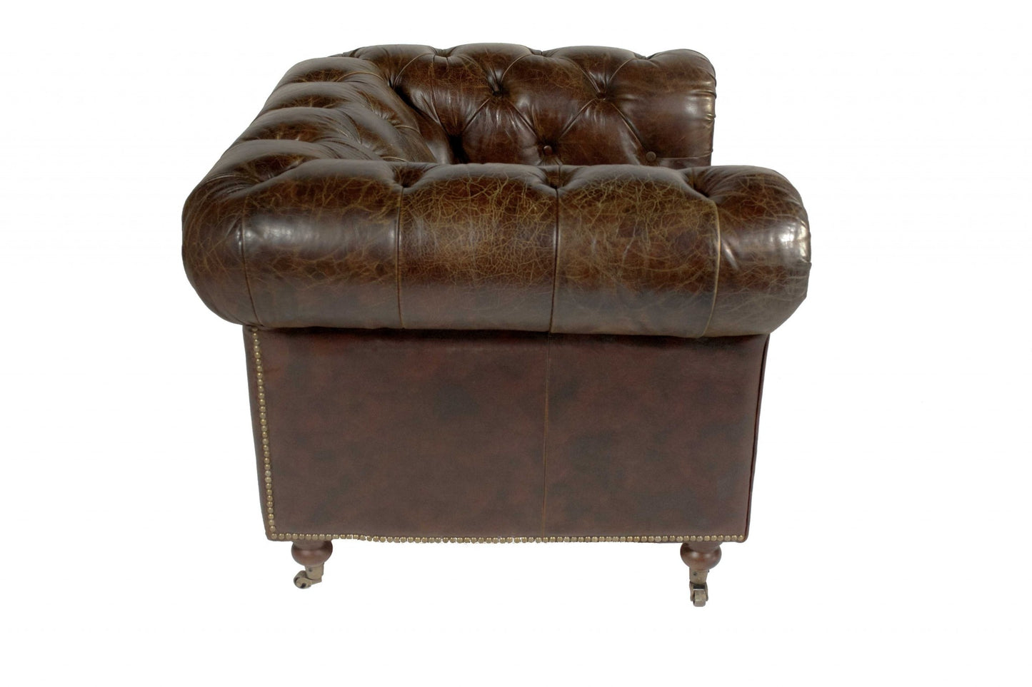 Homeroots Brown Leather Classic Sofa 1 Places 373118