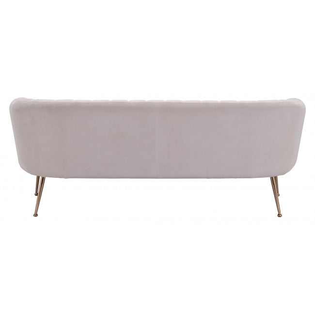 Homeroots Glam Ivory Channeled Velvet with Gold Sofa 385936