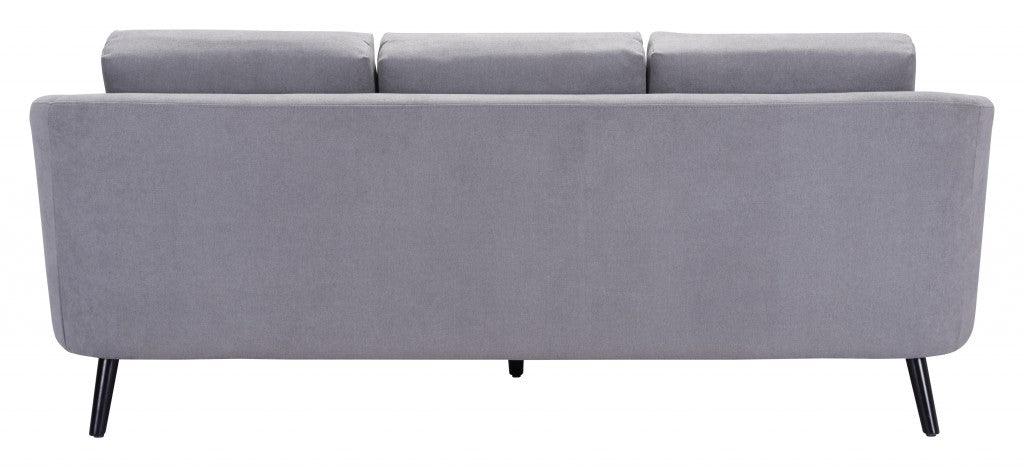 Homeroots 79" Gray Velvet And Black Curved Back Standard Sofa 396462