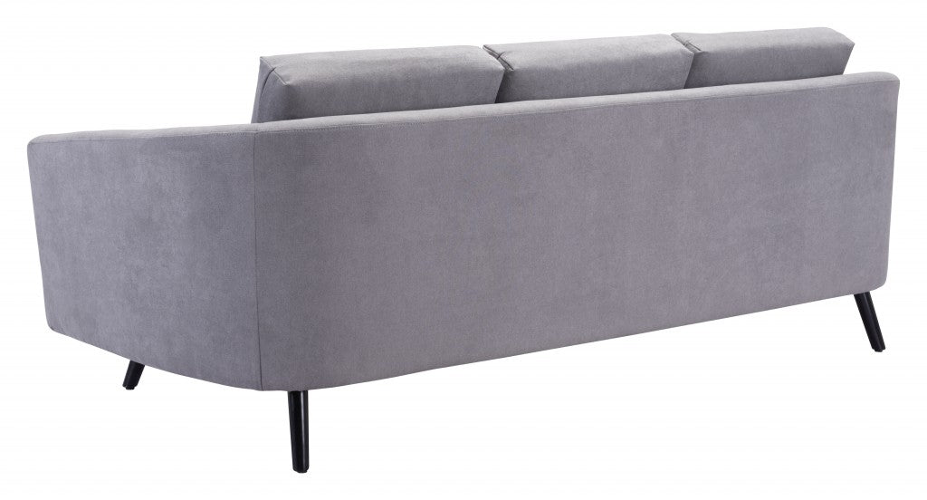 Homeroots 79" Gray Velvet And Black Curved Back Standard Sofa 396462