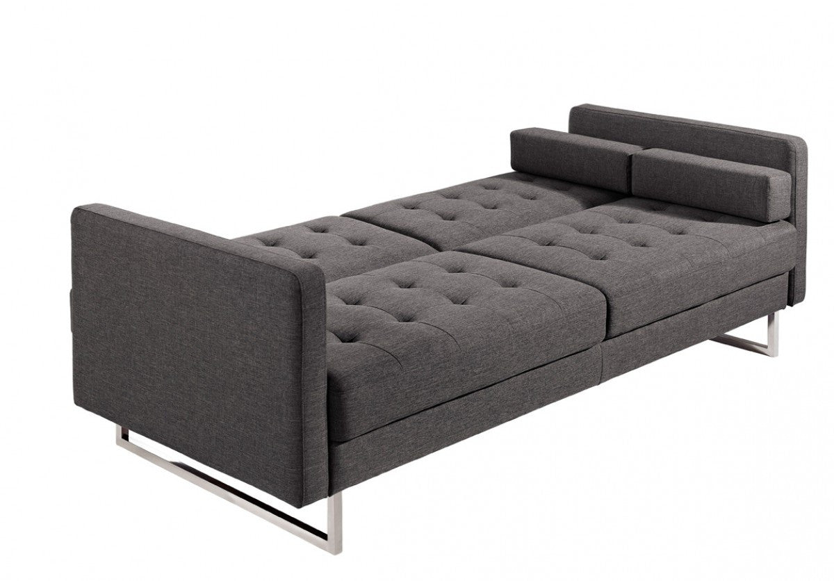 Homeroots Contemporary Grey Sofa Bed With Steel Legs 480911