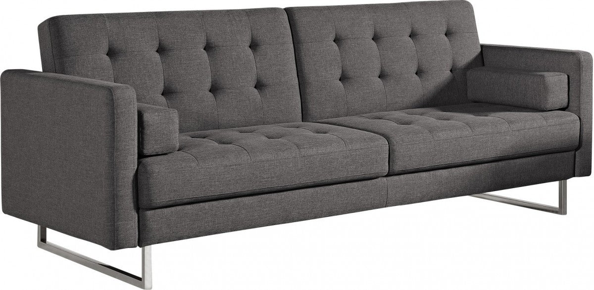 Homeroots Contemporary Grey Sofa Bed With Steel Legs 480911