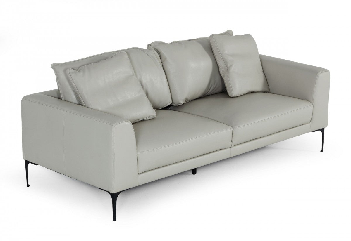 Homeroots Contemporary 87" Light Grey Leather Sofa 480918