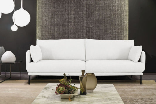 Homeroots Modern 85" White and Black Fabric Sofa 480936