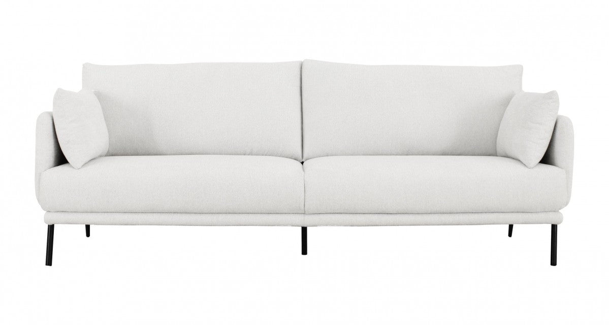 Homeroots Modern 85" White and Black Fabric Sofa 480936