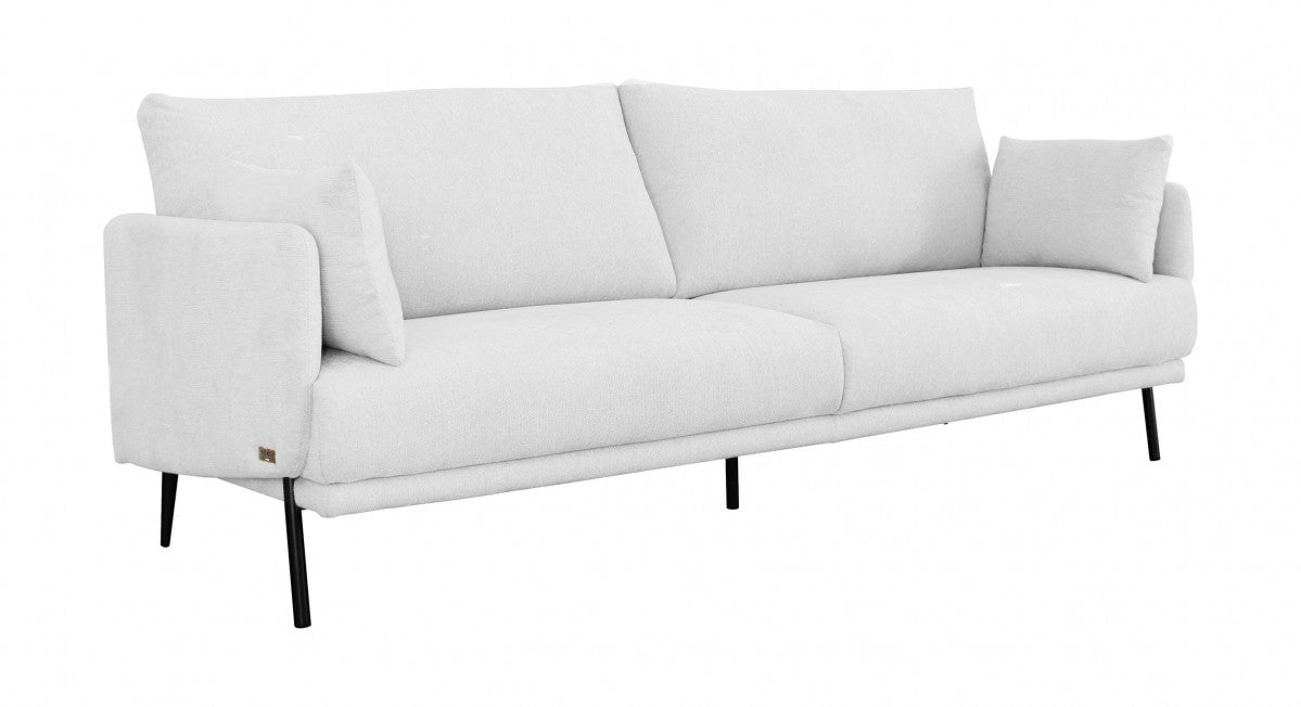 Homeroots Modern 85" White and Black Fabric Sofa 480936