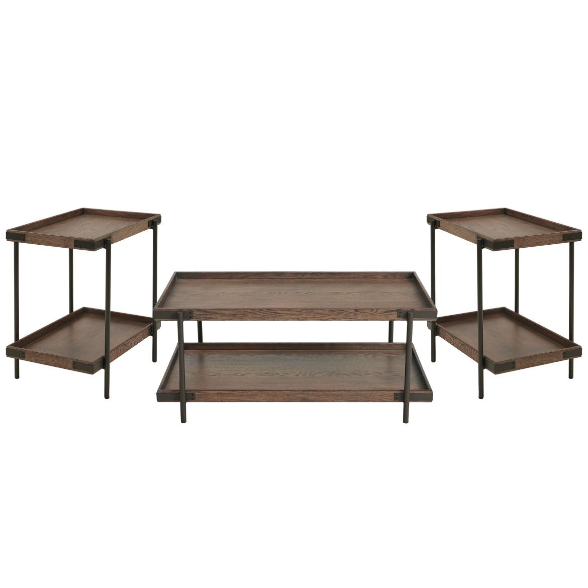 Alaterre Kyra 3-Piece Oak and Metal Living Room Set ANKY01111RBG