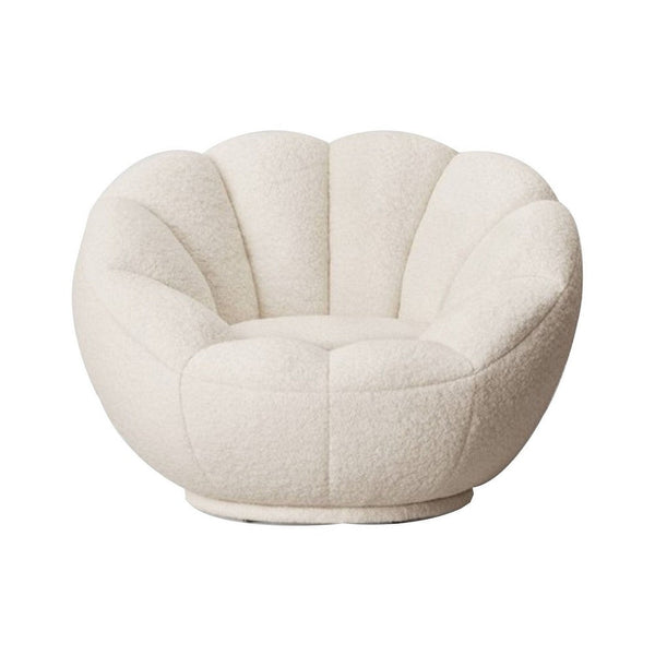 Benzara Cid 24 Inch Accent Chair, Tufted Back, Low Shell Design, Fabric, White BM279362