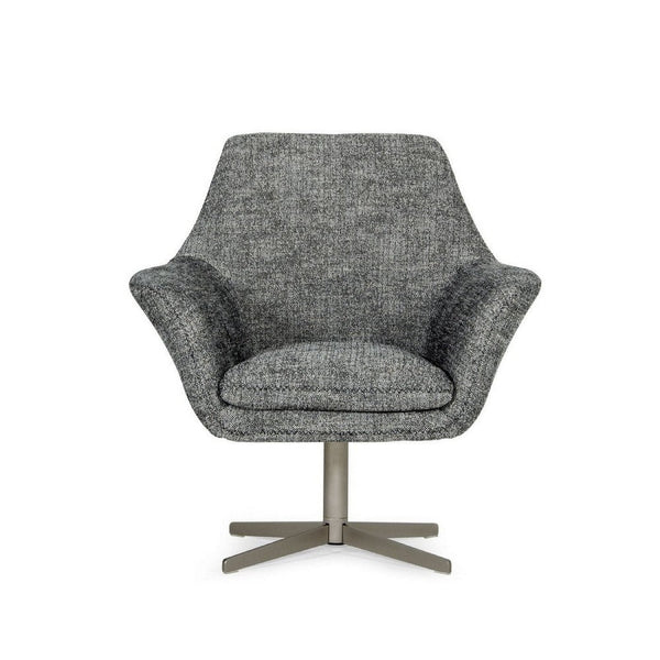 Benzara Reno 32 Inch Modern Lounge Accent Chair, Fabric, Swivel Base, Dark Gray BM279524