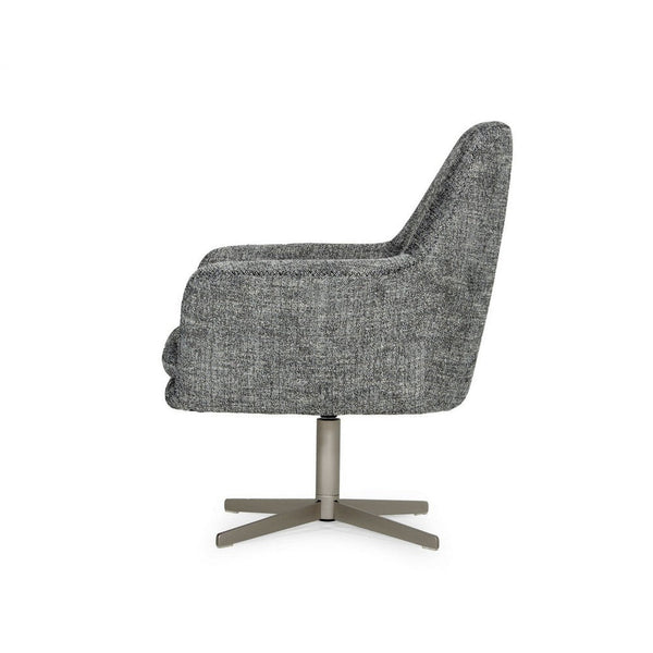 Benzara Reno 32 Inch Modern Lounge Accent Chair, Fabric, Swivel Base, Dark Gray BM279524