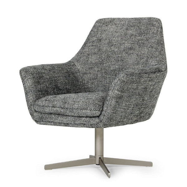 Benzara Reno 32 Inch Modern Lounge Accent Chair, Fabric, Swivel Base, Dark Gray BM279524