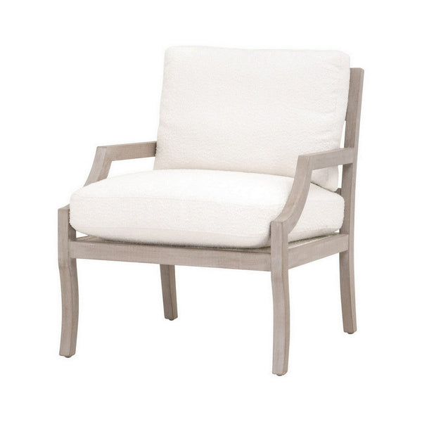 Benzara 33 Inch Club Accent Chair, Reversible Seat Cushion, Beechwood, White, Brown BM282135