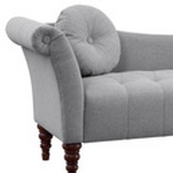 Benzara 75 Inch Modern Curved Arm Sofa Settee, Button Tufted, 2 Pillows, Soft Gray BM295595