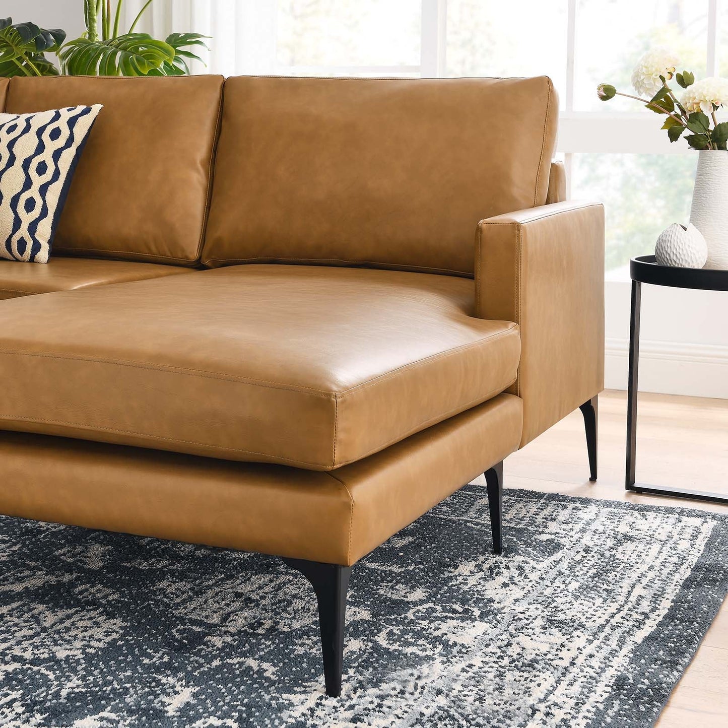 Modway Evermore Right-Facing Vegan Leather Sectional Sofa EEI-6050-TAN