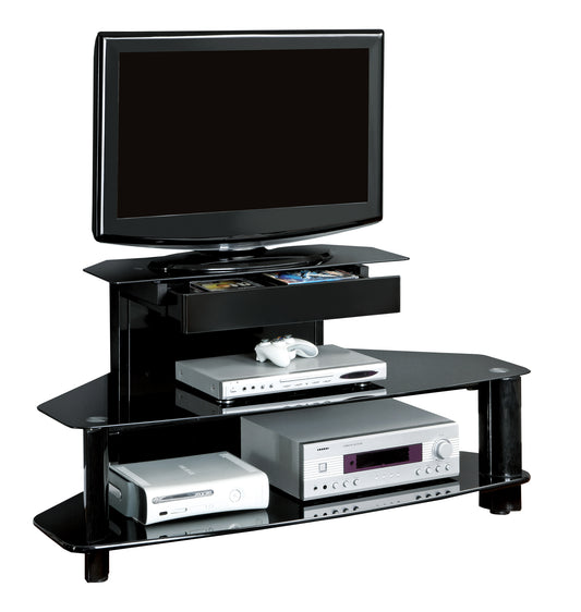 Monarch Specialties TV Stand, 48 Inch, Console, Media Entertainment Center, Glossy Black Metal, Contemporary, Modern I 2000