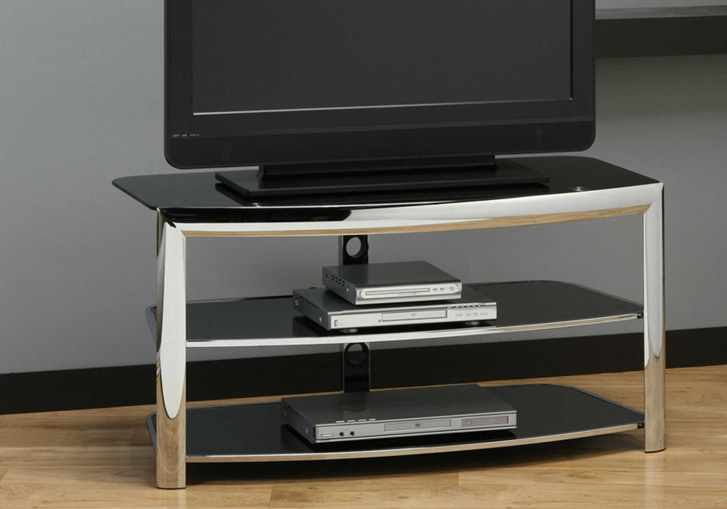 Monarch Specialties Tv Stand, 43 Inch, Console, Media Entertainment Center, Chrome Metal, Contemporary, Modern I 2038