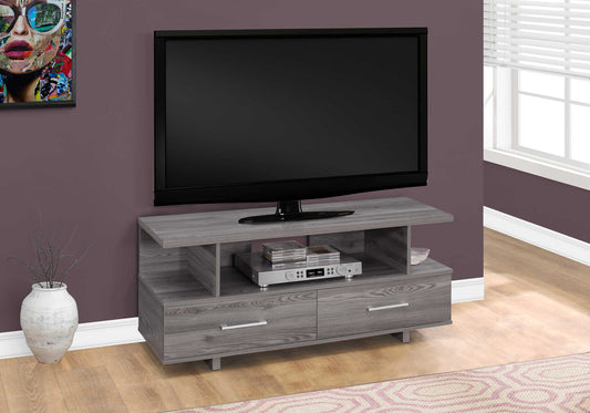 Monarch Specialties Tv Stand, 48 Inch, Media Entertainment Center, Grey Laminate, Contemporary, Modern I 2608